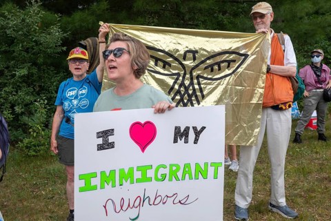 Baldwin, Michigan USA - 4 July 2025 - Activists rally against the North Lake Correctional Facility,