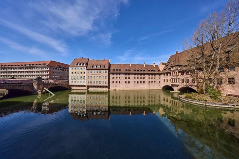 River Pegnitz, Heilig-Geist-Spital, Spital-Apotheke, museum bridge, historic hospital, pharmacy,