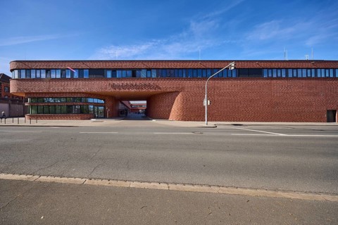 Fire Station 1, modern architecture, driveway, street, blue sky, ReutersbrunnenstraÃŸe, Nuremberg,
