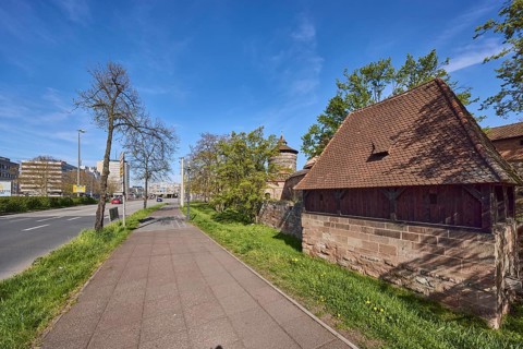 Spittlertorzwinger, footpath and cycle path, street, general architecture, city fortification, city