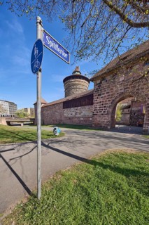 Spittlertor, street sign, street name, city fortification, city wall, defence defence tower, city