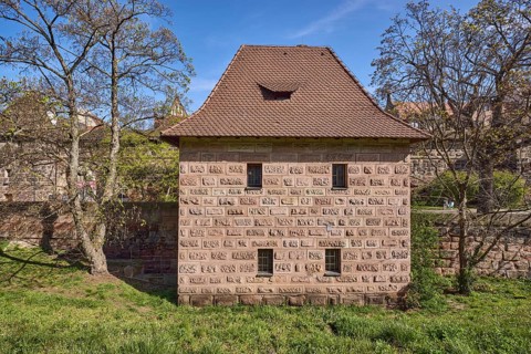 Old town, city fortification, defence defence tower, trees, meadow, blue sky, Frauentor wall,