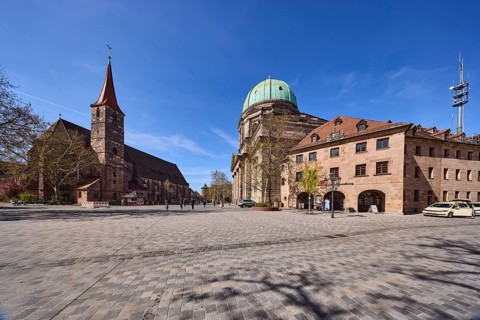 Church of St. Elisabeth, St. Jacob, architectural style classicism, square, churches, bookshop,
