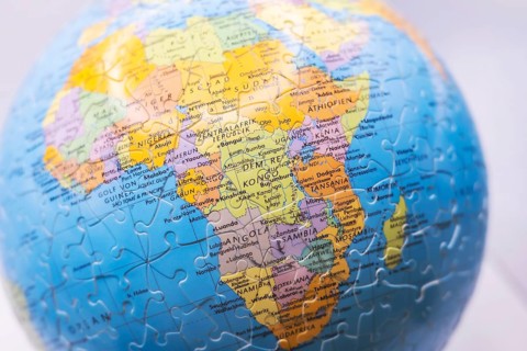 Puzzle globe. Map made from puzzle pieces. Africa