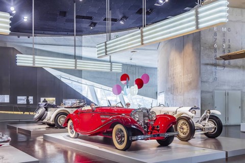 Mercedes-Benz 500 K special roadster from 1936. The Mercedes-Benz Museum in Stuttgart presents a