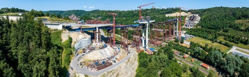 Horb high bridge construction site. Once completed in 2028, the bridge will relieve the town of