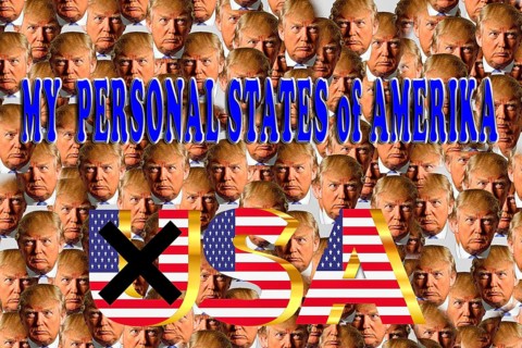 Symbolic image, Trump as owner of the USA, no more United States, democracy versus autocracy,