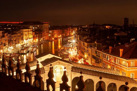 View of the Grand Canal from the Fondaco dei Tedesch in the Rialto district, Venice, Veneto, Italy