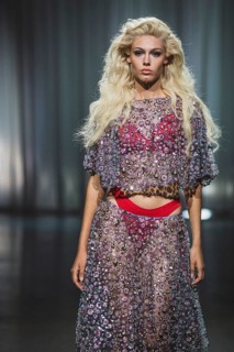 Daniela (winner GNTM2025) as a model for Kilian Kerner during the Berlin Fashion Week 2025 on 02.07