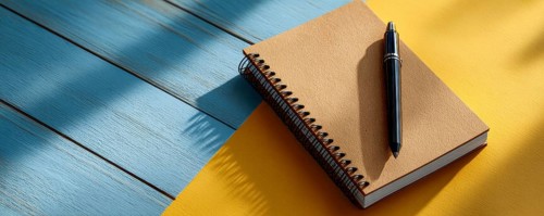 Minimalistic flat lay of office workflow productivity tools that improve efficiency and saving time