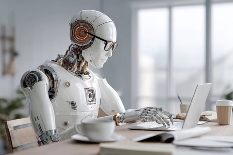 Concept of human and AI Artificial intelligence cooperation and coexisting while increasing