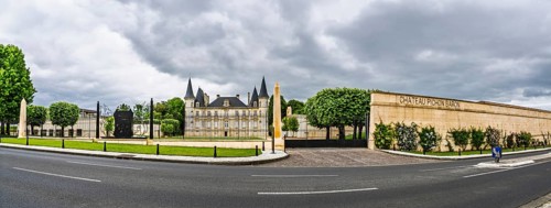 Panorama of Vineyard of Chateau Pichon Longueville Baron Vineyard and grape fields around Pauillac,