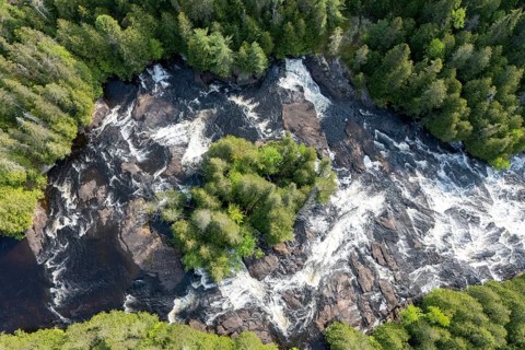 Rapids, White waters flowing through the boreal forest, River du Loup, Mastigouche wildlife