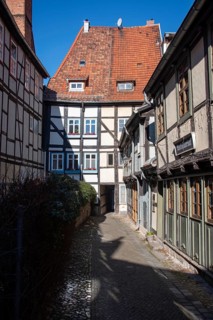 Historic half-timbered house in the UNESCO World Heritage town of Quedlinburg, Saxony-Anhalt,