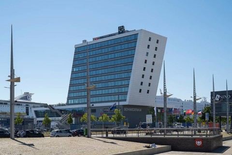 Modern office building, Stena Line, Schwedenkai, Kiel, Kiel Fjord, Baltic Sea, Schleswig-Holstein,