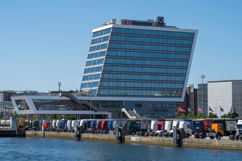 Modern office building, Stena Line, Schwedenkai, harbour, Kiel, Kiel Fjord, Baltic Sea,