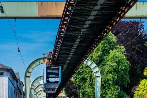 A suspension railway near the Vohwinkel terminus, Wuppertal, Germany