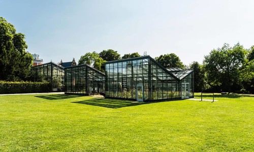 Greenhouses of the botanical garden in the Hardt-Anlagen in Wuppertal, Germany