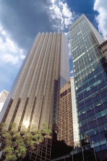 On the left, Trump Tower with exclusive shops, cafés, flats and offices, Manhattan, New York City,