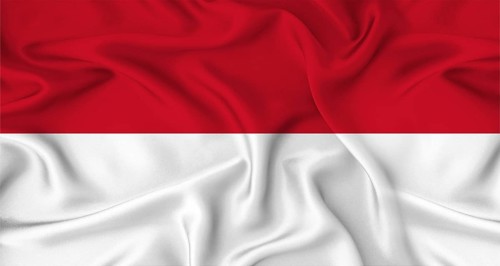 Realistic Monaco flag waving. Close up of flag of Monaco with cloth texture