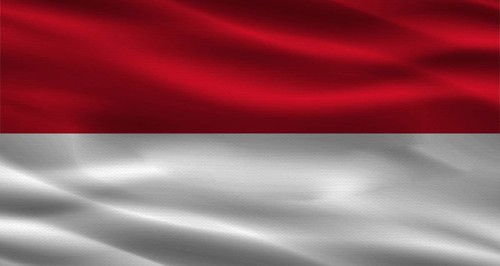 Monaco flag with fabric texture. Realistic flag of Monaco waving