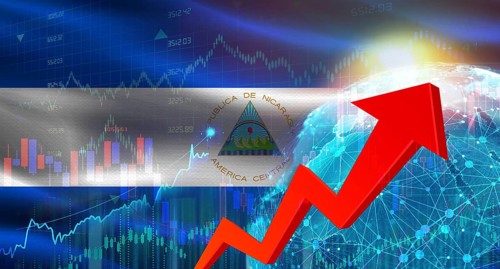 Global financial growth with Nicaragua flag. Financial growth with Nicaragua flag on economic