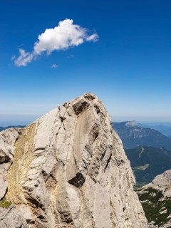 Summit of the Rotpalfen, Untersberg in the background, Berchtesgaden Alps, Ramsau, Berchtesgaden