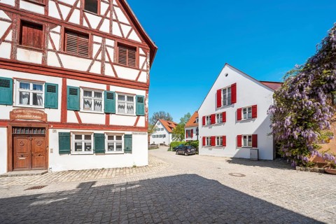 Half-timbered house in the Gerberviertel in the historic old town, Nördlingen, Bavaria, Germany