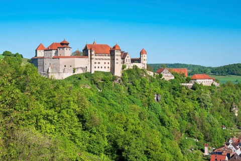View of Harburg Castle, Donau-Ries, Swabia, Bavaria, Germany