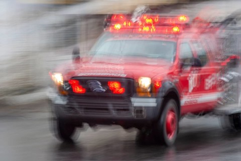 Ambulance driving at high speed, Motion blur, City of Quito. Pichincha province, Ecuador, South