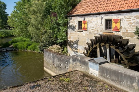 NiedermÃ¼hle, a watermill in Burgsteinfurt, Steinfurt, MÃ¼nsterland, North Rhine-Westphalia,