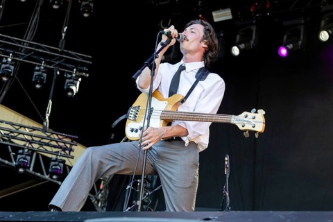 Zane Acord, Singer, bass player, The Thing, indie rock band, USA, live open air at the Citadel