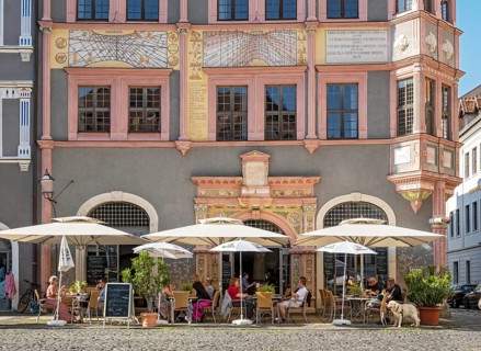 Café at Ratsapotheke - Town Pharmacy building, Görlitz, Goerlitz, Germany