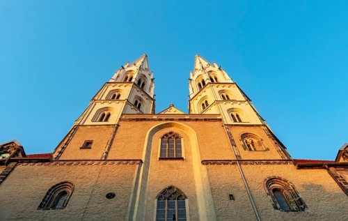 Low-angle view of Peterskirche - St. Peter and Paul church, Görlitz, Goerlitz, Germany