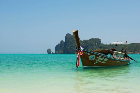 Longtail boat, Loh Dalum Beach, Koh Phi Phi, Krabi, Andaman Sea, Thailand