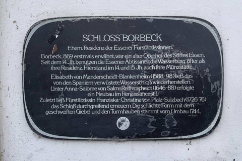 Information board Information board about Borbeck Castle former summer residence of prince