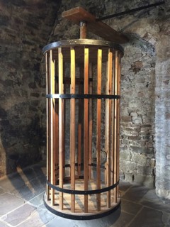 Medieval round, tightly hung cage for turning, turning house, drill, drills, turning cage, trill