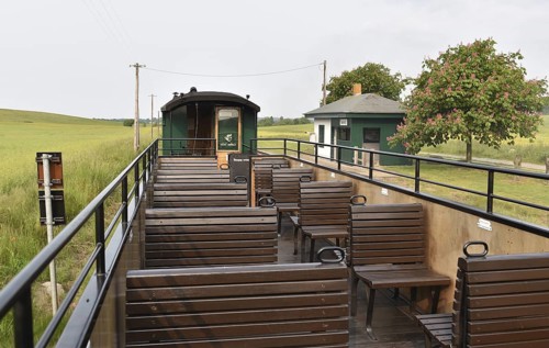 Observation car of the Raging Roland, narrow-gauge railway on RÃ¼gen, Mecklenburg-Western