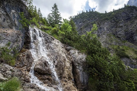 GaiÃŸalpbach waterfall on the hiking trail from the GaiÃŸalpe to Unterer GaiÃŸalpsee, near