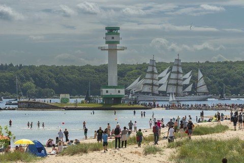 Windjammer parade 2025 on the Kiel Fjord at the end of Kiel Week, tall ships, three-master, sail