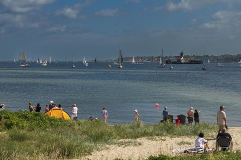 Windjammer parade 2025 on the Kiel Fjord at the end of the Kiel Week, tall ships, three-master,