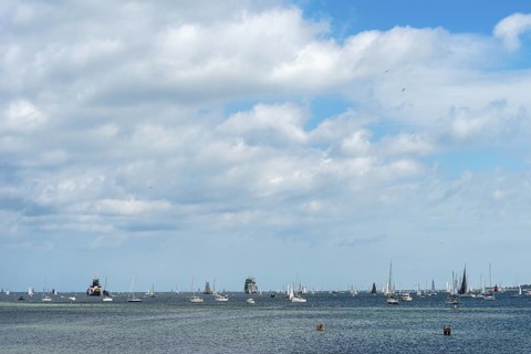 Windjammer Parade 2025 on the Kiel Fjord at the end of Kiel Week, tall ships, three-masters,