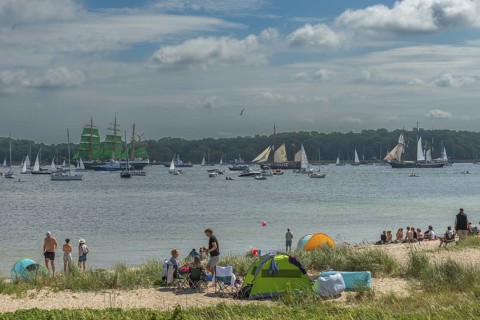 Windjammer Parade 2025 on the Kiel Fjord at the end of Kiel Week, tall ships, three-master