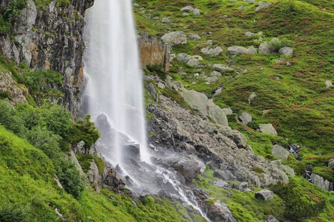 Wyssebach Falls plunges over a striking cliff, Canton of Bern, Switzerland