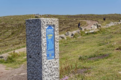 Coastal footpath, a long-distance footpath from the south of England to Scotland, at Lands End.