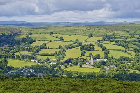 The village of Widecombe-in-the-Moor in Dartmoor National Park. Bovey Tracey, Devon, South England,