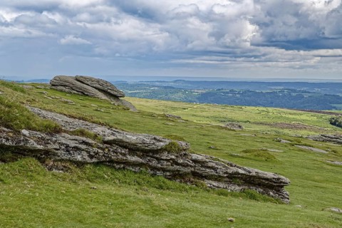 The Haytor Rocks in Dartmoor National Park. Bovey Tracey, Devon, South England, Great Britain