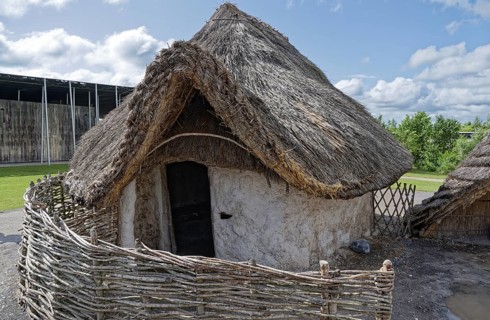 The replicas of Neolithic houses are part of the Neolithic Living and Houses exhibition at the