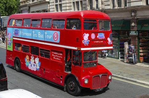 Red Routemaster double decker bus, Brigit's Bakery sightseeing tour bus, Parliament Street,