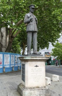 Air Chief Marshal Lord Downing statue, outside St Clement Danes church, Holborn, central London,